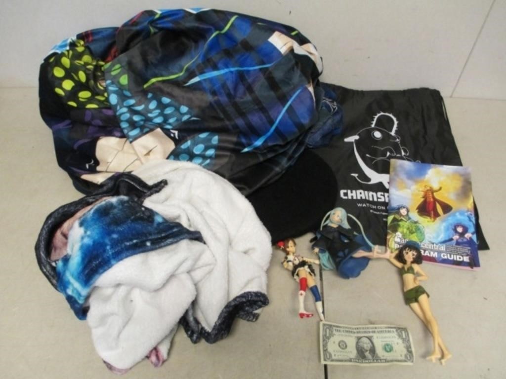 Lot of Anime Collectibles & Merch - Blankets,