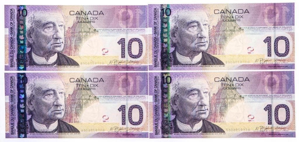 Bank of Canada 2005 -Lot 3 $10 in Sequence Choice