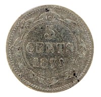 NFLD. 1873H Silver 5 Cents VG10  ICCS
