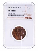 1913 Canada Large One Cent MS62 BN NGC