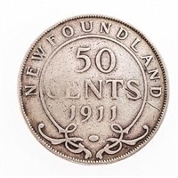 NFLD. 1911 Silver 50 Cents