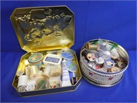 (2) Tins Of Sewing Supplies