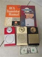 3 Vintage Traveler Transistor Radios - Red, White