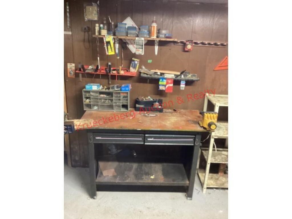 Shop Workbench & Contents- Assorted Hand Tools &