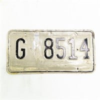 Vintage Government License Plate G-8514