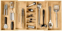 SEALED-Bamboo Kitchen Drawer Organizer, 9 Comp