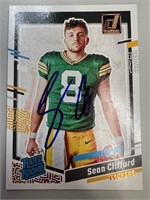 Packers Sean Clifford Signed Card with COA