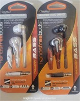 2 Power Up Handsfree Stereo Earbuds Thumpin Bass