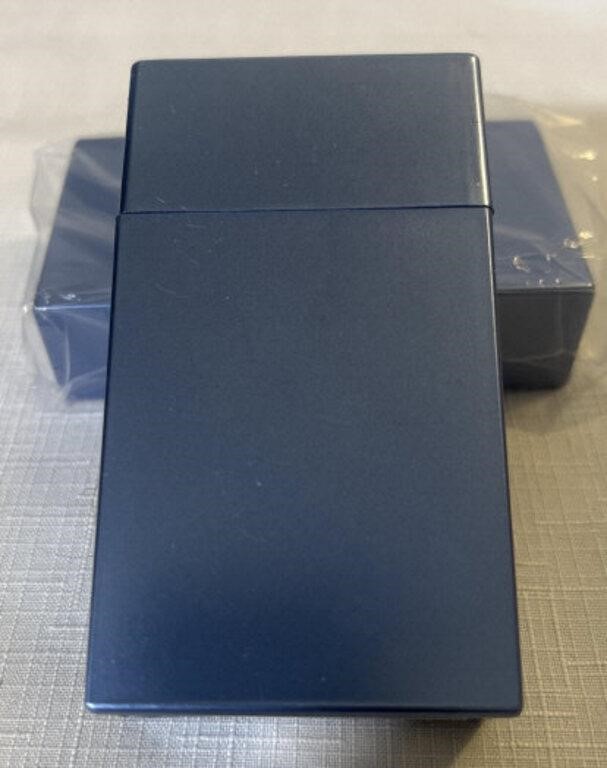 2 Plastic Cigarette Cases (Metal Looking)  (BLUE)