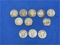 Lot of Misc Silver Quarters (11)
