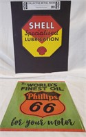 2 metal signs "shell & Phillips 66"