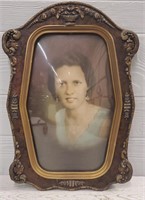 Antique Portrait w/ Bubbled Glass