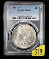 1899-O Morgan dollar, PCGS slab certified MS-63