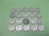 Twenty Washington Silver Quarters - 90% Silver