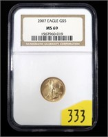 2007 $5 Gold Eagle, NGC slab certified MS-69