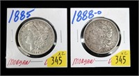 x2- Morgan dollars: 1885, 1888-O -x2 dollars -SOLD