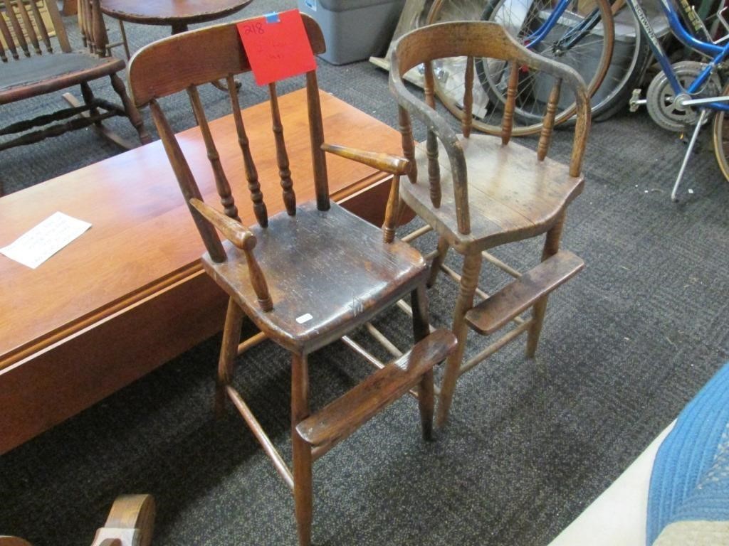 2 Antique Wooden High Chairs