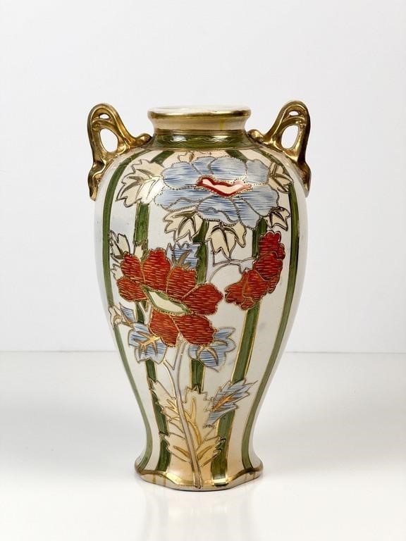 Antique Nippon Vase with Hand Painted Coralene