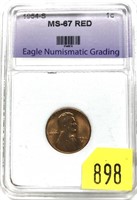 1954-S penny, ENG slab certified MS-67