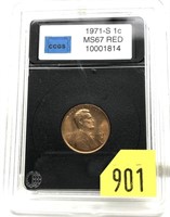1971-S penny, CCGS slab certified MS-67