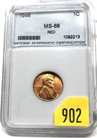 1946 penny, NNC slab certified MS-68