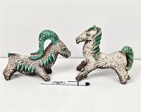Two French School Glazed Ceramic Horse and Ram Scu