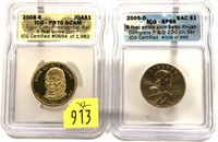 x2- Presidential and Sacagawea dollars, ICG slab