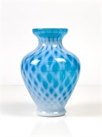 Vintage Blue Fenton Lattice Style Vase
