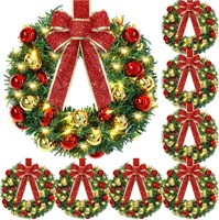 8 Pcs Christmas Wreaths with Bow  13.8