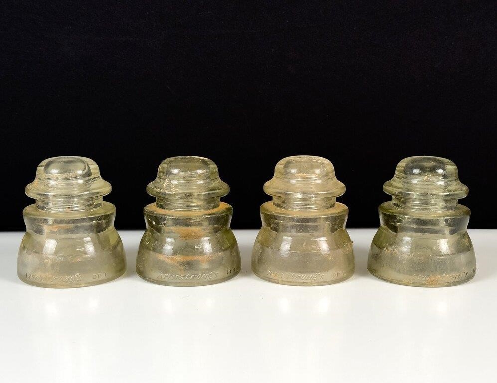 Lot of 4 Electrical Wire Glass Insulators