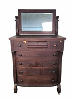 Empire Style Mahogany Dresser With Mirror