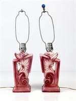 Pair of 1950s Mid Century Modern Pink Lamps