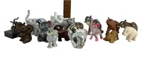 Ceramic Hand Painted Elephants, Stone and Wooden