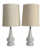 Pair of White Ceramic MCM Lamps