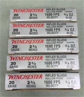 5x - Winchester 20 Ga Rifles Slugs 5 Rds/Box
