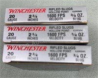 3x - Winchester 20 Ga Rifles Slugs 5 Rds/Box