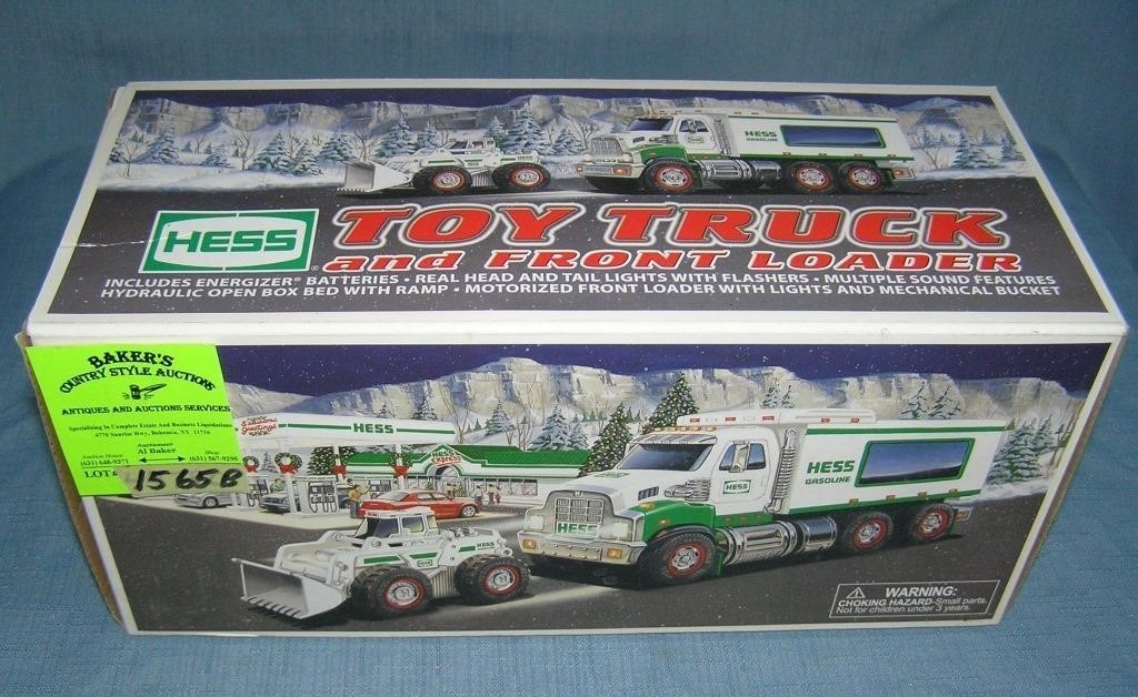 Vintage Hess Toy Truck and front loader bulldozer