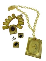 Citrine Yellow Lucite Jewelry Set