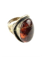 Sterling Silver and Amber Statement Ring