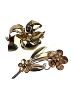 Sterling Silver Floral Brooches. Monet.