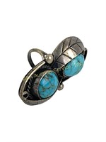 Old pawn Native American silver & turquoise ring