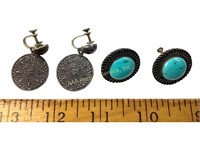 (2) pairs Sterling earrings incl. Mexican. 24