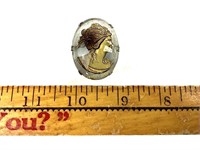 Victorian intaglio goofus glass cameo pin