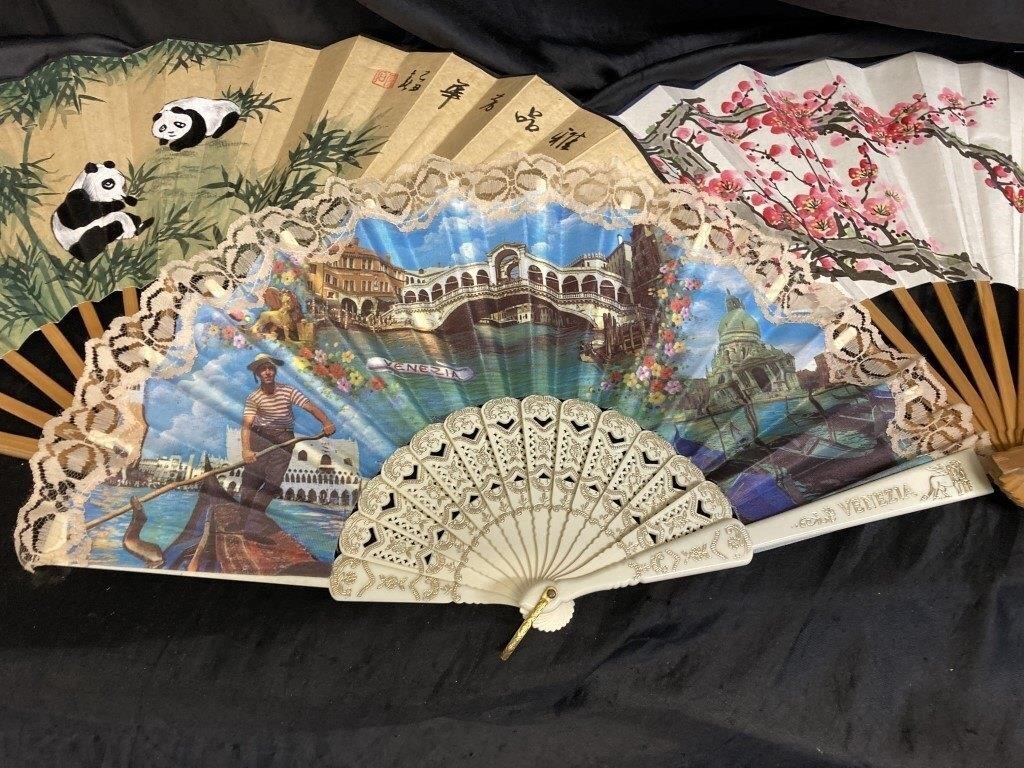 HAND PAINTED BAMBOO FANS  +