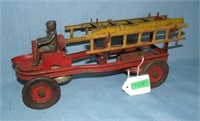 Early all tin fire ladder truck