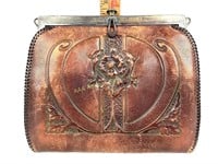 Jemco Art Nouveau tooled leather purse Arts &