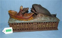 Jonah and the Whale cast iron mechanical bank
