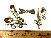 (3) Vermeil Over Sterling Silver Brooches