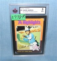Hank Aaron 1975 Topps graded baseball card