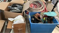 Booster seat, Box of shoes, Hose, Notebooks